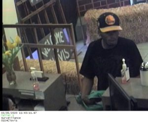 Screen shot of robbery suspect in the bank.