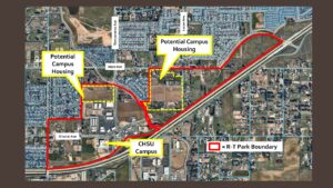 Map of proposed campus housing at R-T park