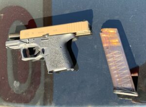 Photo of ghost gun collected as evidence, a 9mm handgun.