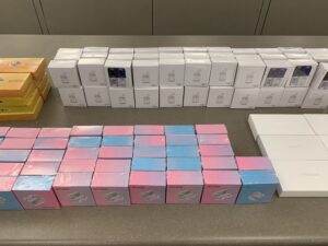 Seized counterfeit Apple products.