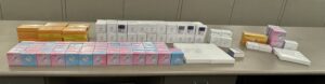 Seized counterfeit Apple products.